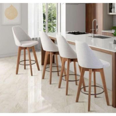 Kit 07 Banquetas Bege Claro E Almofada Suede Branco