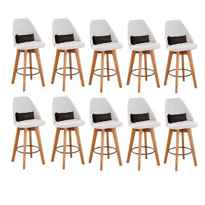 Kit 10 Banquetas Bege Claro E Almofada Corino Marrom