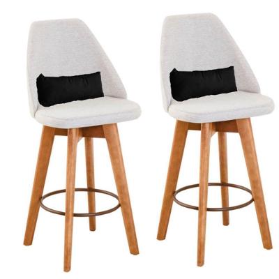 Kit 02 Banquetas Bege Claro E Almofada Suede Preto