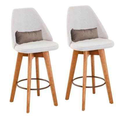 Kit 02 Banquetas Linho Bege E Almofada Suede Bege