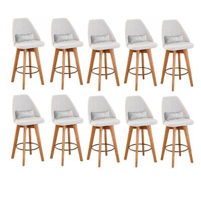 Kit 10 Banquetas Bege Claro E Almofada Corino Branco
