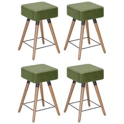 Kit 04 Banquetas Baixas 50x32cm Com Pés Palito Corano Verde