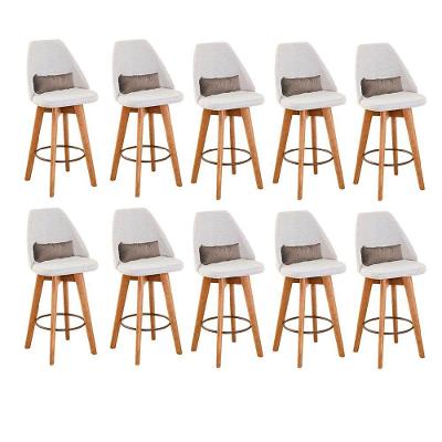 Kit 10 Banquetas Linho Bege E Almofada Suede Bege