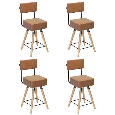Kit 04 Banquetas Cadeiras 73cm Com Encosto Corano Amarula