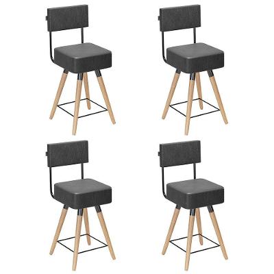 Kit 04 Banquetas Cadeiras 73cm Com Encosto Corano Preto