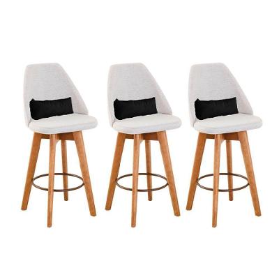 Kit 03 Banquetas Bege Claro E Almofada Suede Preto