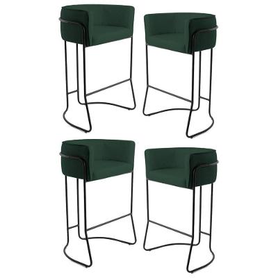 Kit 4 Banquetas Base Aço Preto C-117 Verde Musgo