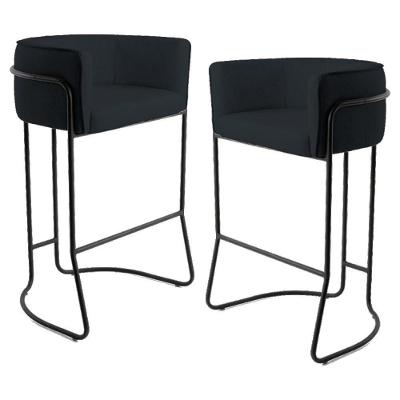 Kit 2 Banquetas Base Aço Preto B-300 Preto