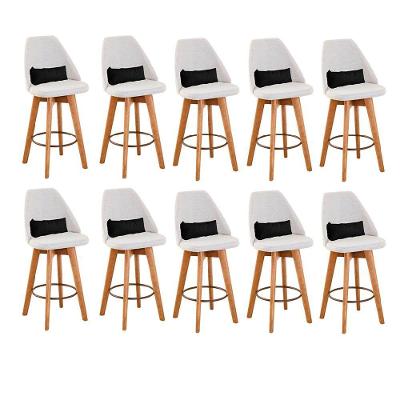 Kit 10 Banquetas Bege Claro E Almofada Suede Preto