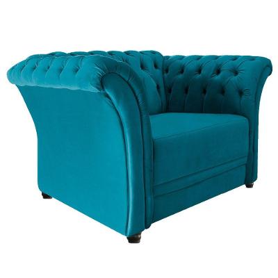 Poltrona Decorativa Chesterfield Azul Turquesa