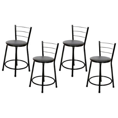 Banquetas Baixa Para Cozinha Preto 4un Assento Preto