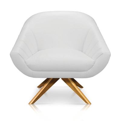 Kit 02 Poltronas Giratória Giovana Corino Base Madeira Ma30