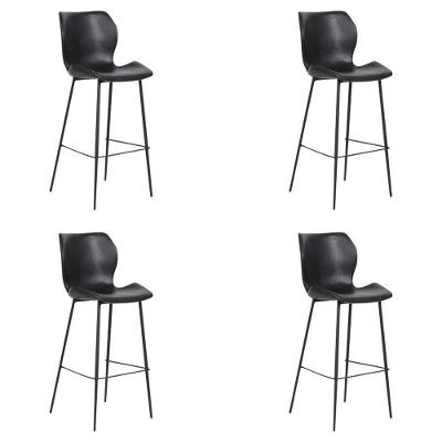 Kit 4 Banquetas Alta Com Encosto Para Bancada Cozinha Penha R02 Pu Preto - Mpozenato