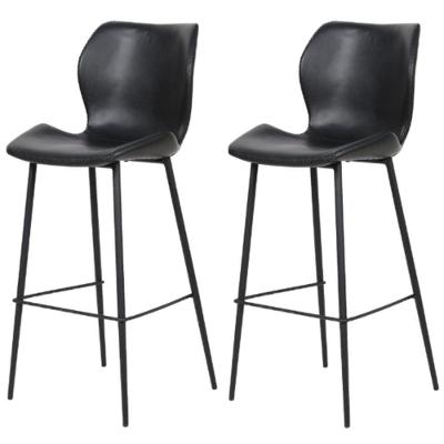 Kit 2 Banquetas Altas Itajaí Rivatti Madeira Revestida Em Poliuretano (Pu) Preto Base Metal