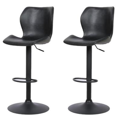 Kit 2 Banquetas Altas Itajaí Rivatti Madeira Revestida Em Poliuretano (Pu) Preto Base Disco Preta