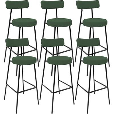 Kit 06 Banquetas Alta Bar Cozinha Sala De Jantar Em Aço Milão F01 Suede Verde Musgo - Lyam Decor