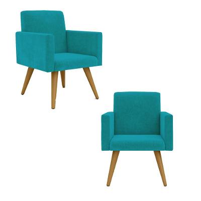 2 Cadeiras Poltronas p/Escritó. Balaqui Decor azul Turquesa