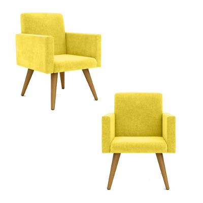 2 Cadeiras Poltronas p/ Sala Escritó. Balaqui Decor amarelo