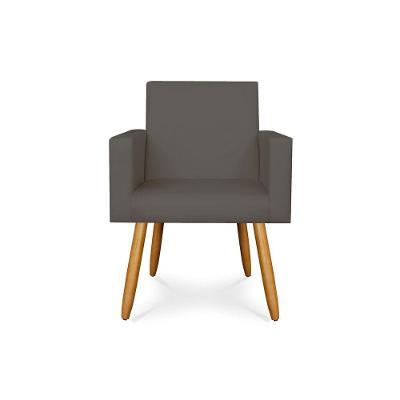 Poltrona Couro Couríno Salão Balaqui Decor Courino Cinza