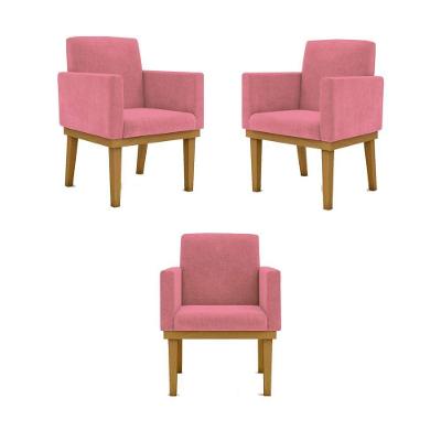 Kit 03 Poltronas Base Reforçada Sala Quarta Rosa