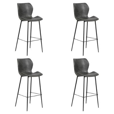 Kit 4 Banquetas Alta Com Encosto Para Bancada Cozinha Penha R02 Pu Cinza Chumbo - Mpozenato