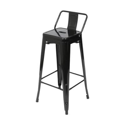 Banqueta Alta Com Encosto Tolix Iron Titan Em Aço Preta