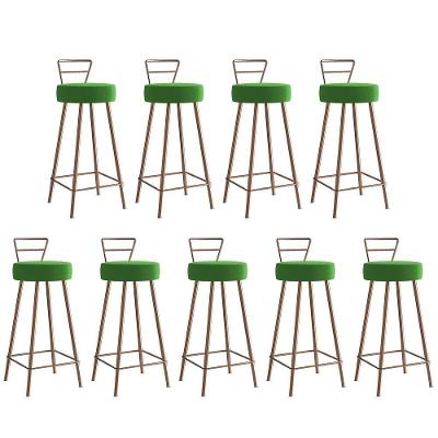 Kit 09 Banqueta Alta Com Encosto Cozinha Bar Bistrô Ferro Bronze Corino Verde - Ahazzo Móveis