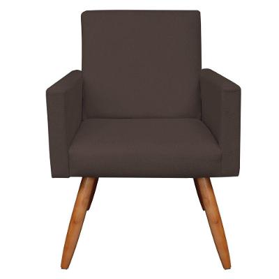 Poltrona Larissa Suede Marrom Pés Palito Castanho