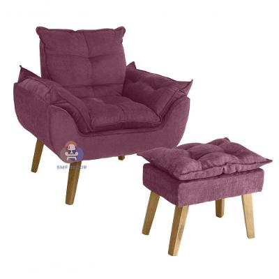 Poltrona Opala E Puff Bordô Su Decor