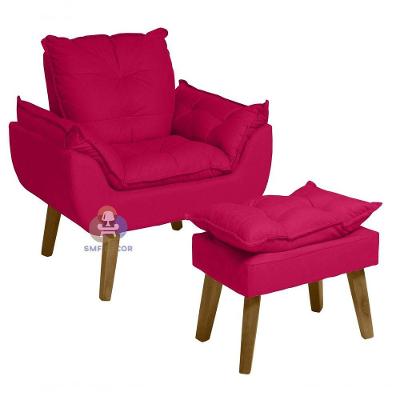 Poltrona Opala E Puff Vermelha Su Decor