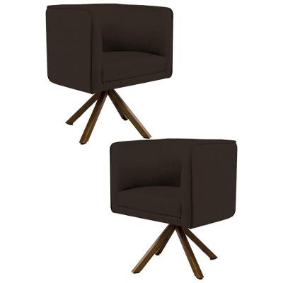Kit 2 Poltronas Base Madeira Betina C-34ano Marrom