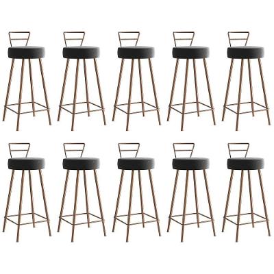 Kit 10 Banqueta Alta Com Encosto Cozinha Bar Bistrô Ferro Bronze Suede Cinza - Ahazzo Móveis