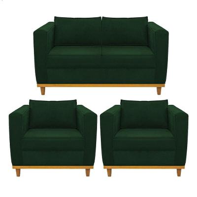 Kit Sofá 2 Lugares E 2 Poltronas Europa Suede Doce Sonho Móveis Cor Verde