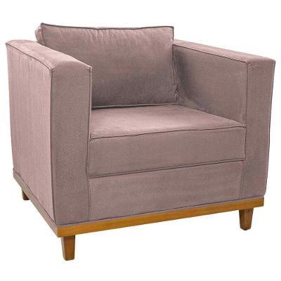 Poltrona Decorativa Europa Linho Doce Sonho Móveis Cor Rosê