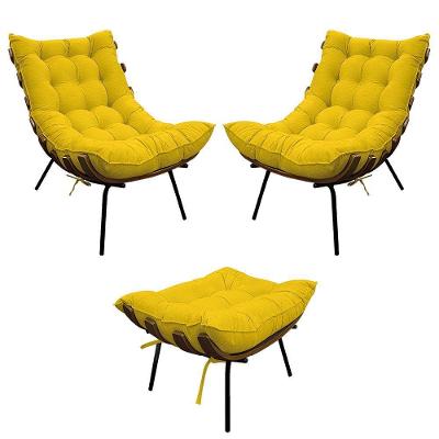 Kit 02 Poltronas E Puff Costela Base Fixa Corano
