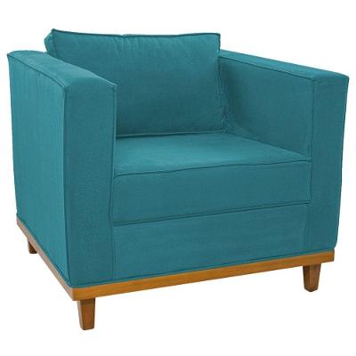 Poltrona Decorativa Europa Suede Doce Sonho Móveis Cor Azul Turquesa