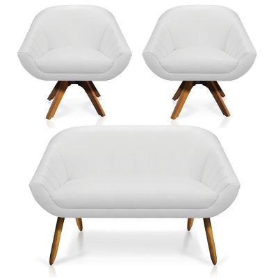 Kit 01 Namoradeira 02 Lugares E 02 Poltronas Giratória Giovana Corino Branco Mm30