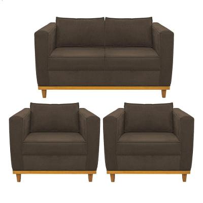 Kit Sofá 2 Lugares E 2 Poltronas Europa Suede Doce Sonho Móveis Cor Marrom