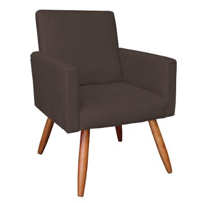 Poltrona Nina Suede Pés Palito Castanho - Pallazio Cor Marrom