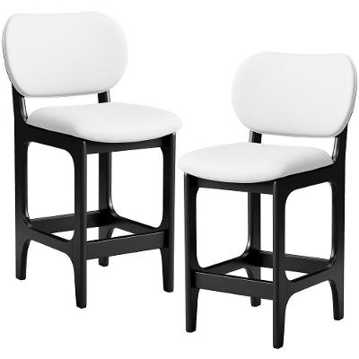 Kit 02 Banquetas Baixa Bar Cozinha E Sala De Jantar Fixa Betta L02 Preto Facto Branco