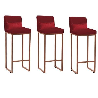 Kit 03 Banqueta Alta E Almofada Vermelho