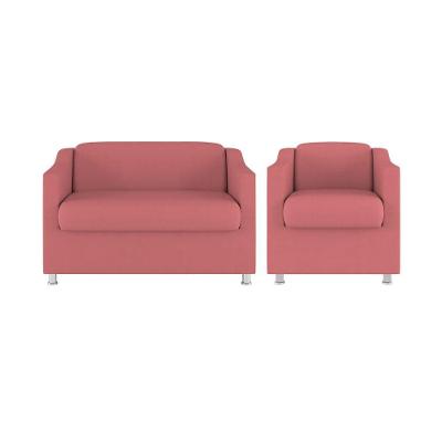 Kit Poltrona Tilla Recepção + Namoradeira Sala, Quarto Suede rosa