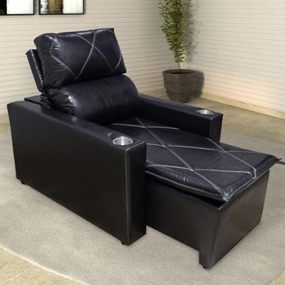 Poltrona Retrátil Reclinável Descanso Cinema Áustria 2 Porta Copos Pu Preto Brilho G26