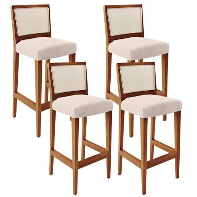 Kit 04 Banquetas Alta Cozinha Zion L02 Suede Bege