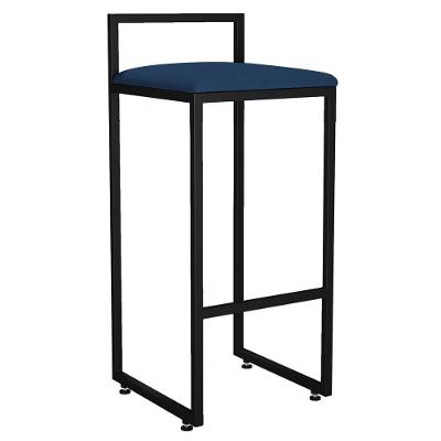 Banqueta Alta Cozinha Hanna L02 Preto Suede Azul Marinho