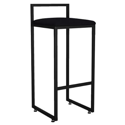 Banqueta Alta Para Cozinha Hanna L02 Preto Suede Preto