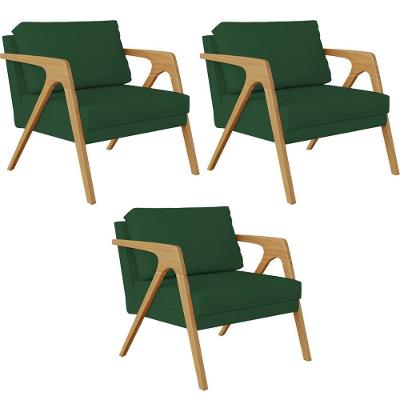 Kit 03 Poltronas Pietra L02 Suede Verde Musgo
