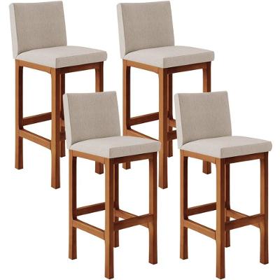 Kit 04 Banquetas Altas Cozinha De Jantar Fixa Alya L02 Bege