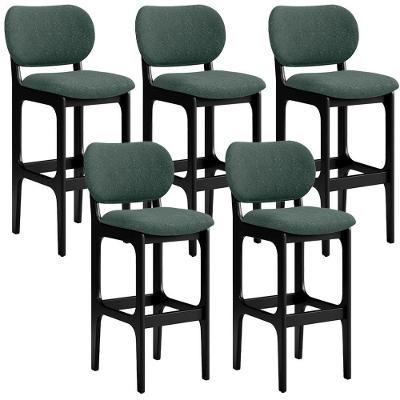 Kit 5 Banquetas Alta Betta Preto Linho Verde Musgo