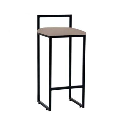 Banqueta Industrial Premium Bar Cozinha Bistrô Aço Dori Preta Assento Suede Bege - Cor: Bege